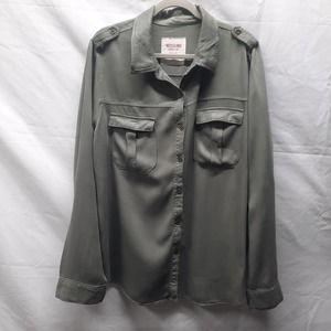 Mossimo Supply Co Khaki Green Cottage Core Western Lightweight Shirt Shacket XXL